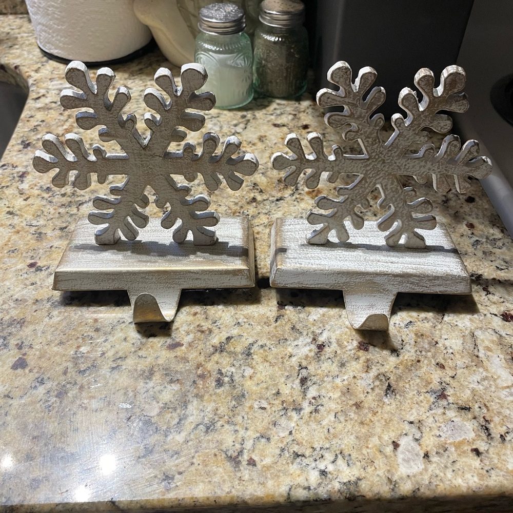 Silver Snowflake Stocking Holders